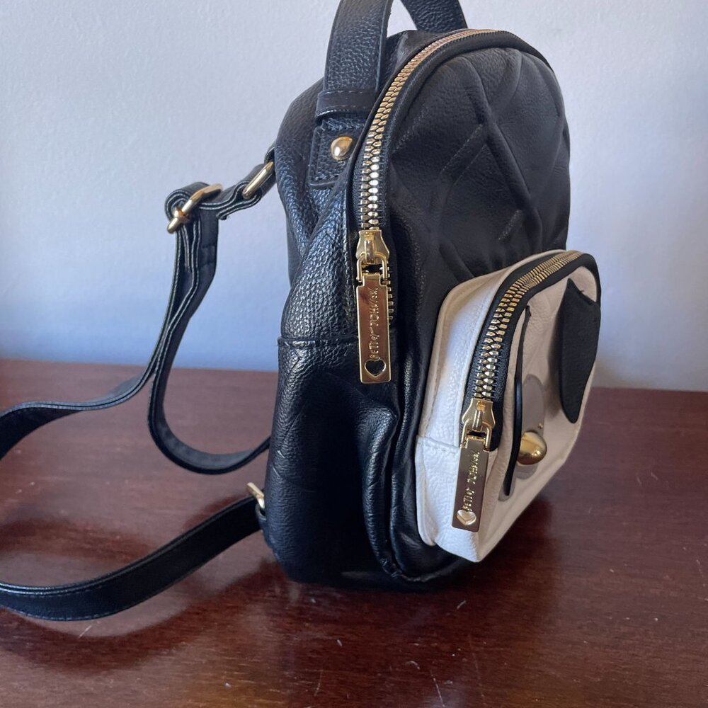 Betsey Johnson Quilted Puppy Dog Mini Backpack | Black & White Kitsch - Picture 4 of 13